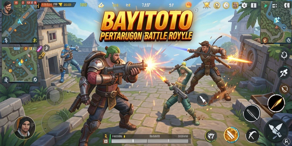 Screenshot gameplay BAYITOTO menampilkan aksi seru dalam pertarungan Battle Royale.