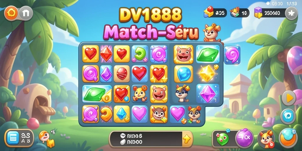Screenshot utama DV188 menampilkan gameplay seru Match-3.