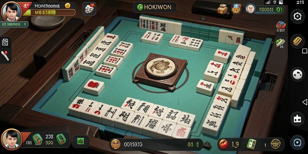 Tampilan gameplay menarik HOKIWON dengan elemen Mahjong.