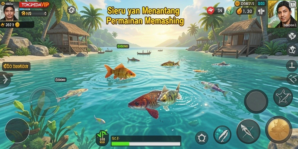 Screenshot gameplay TOKOPEDIAVIP menampilkan pengalaman memancing yang mendebarkan.