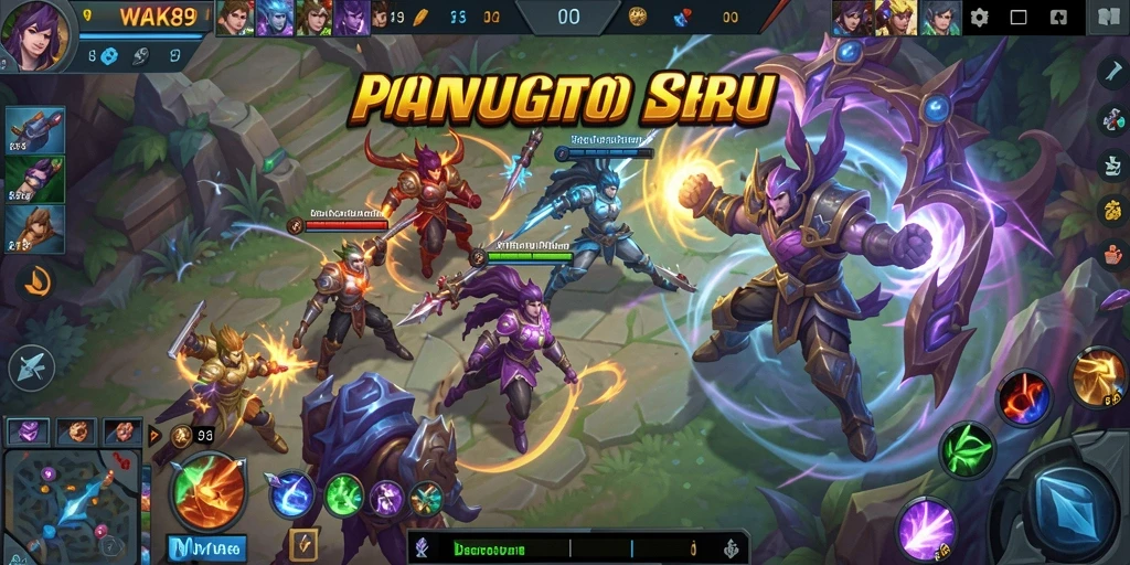 Gameplay seru WAK89 dengan pertarungan MOBA yang menegangkan.
